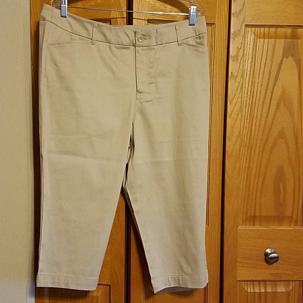 St. John Bay Tan Capri's Size 16